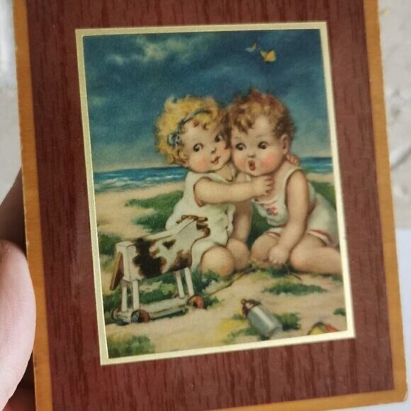 Vintage Seaside Babies Print Antique 1930s "Moo!" Kewpie Children Ephemera - Picture 1 of 8